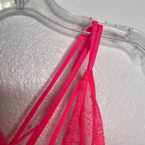 Victoria's Secret Women's Lingerie Size L Neon Pink Sleeveless Lace Baby Doll - Picture 7 of 11